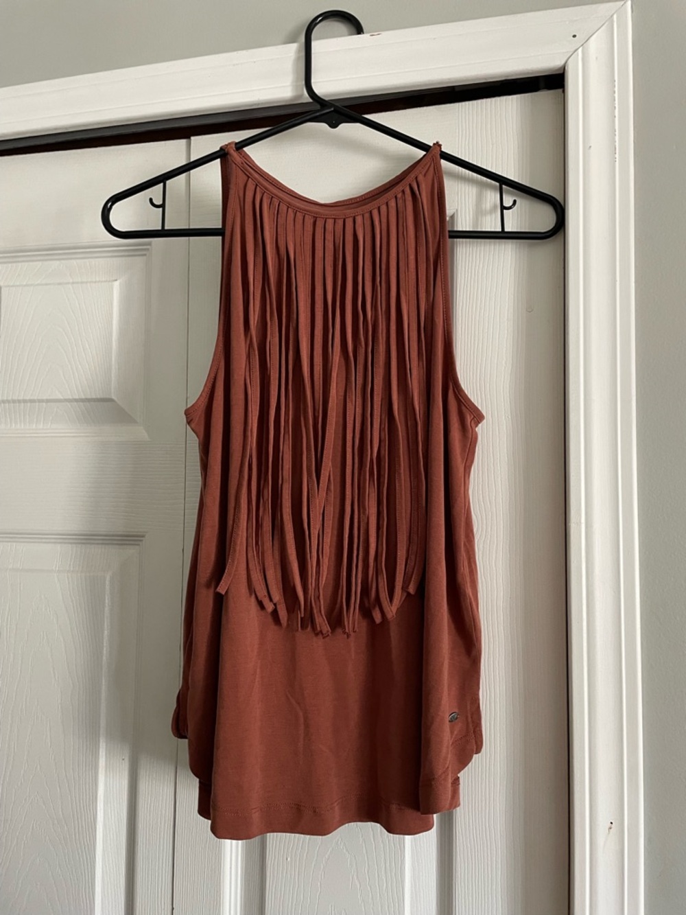 American Eagle Outfitters Rust Fringe-Back Tank